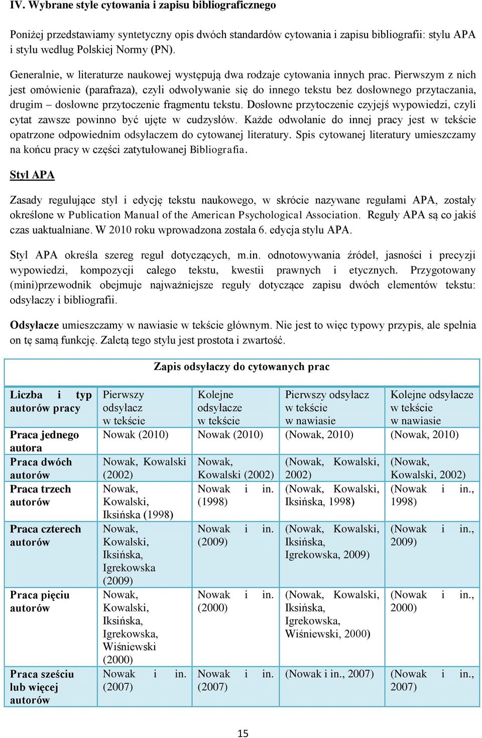 Pierwszym z nich jest omówienie (parafraza), czyli odwoływanie się do innego tekstu bez dosłownego przytaczania, drugim dosłowne przytoczenie fragmentu tekstu.