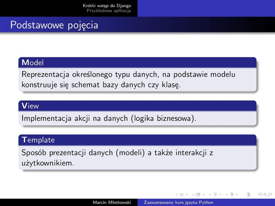 View Implementacja akcji na danych (logika biznesowa).