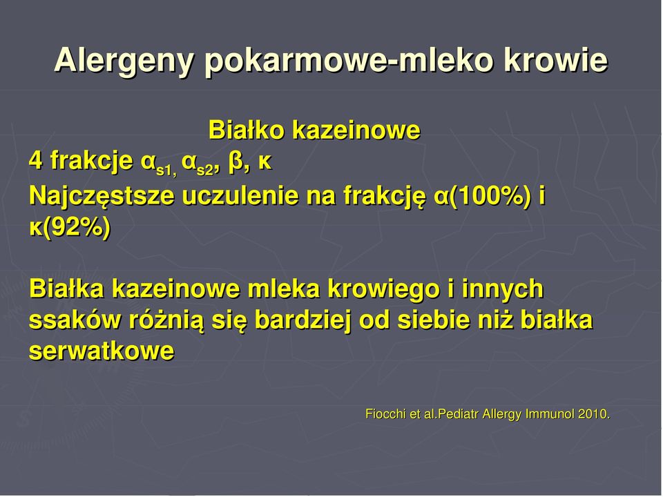 kazeinowe mleka krowiego i innych ssaków różnią się bardziej od