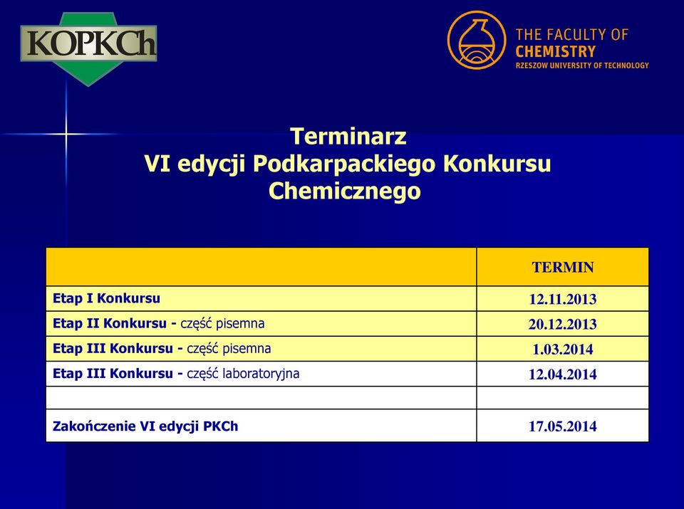 03.2014 Etap III Konkursu - część laboratoryjna 12.04.