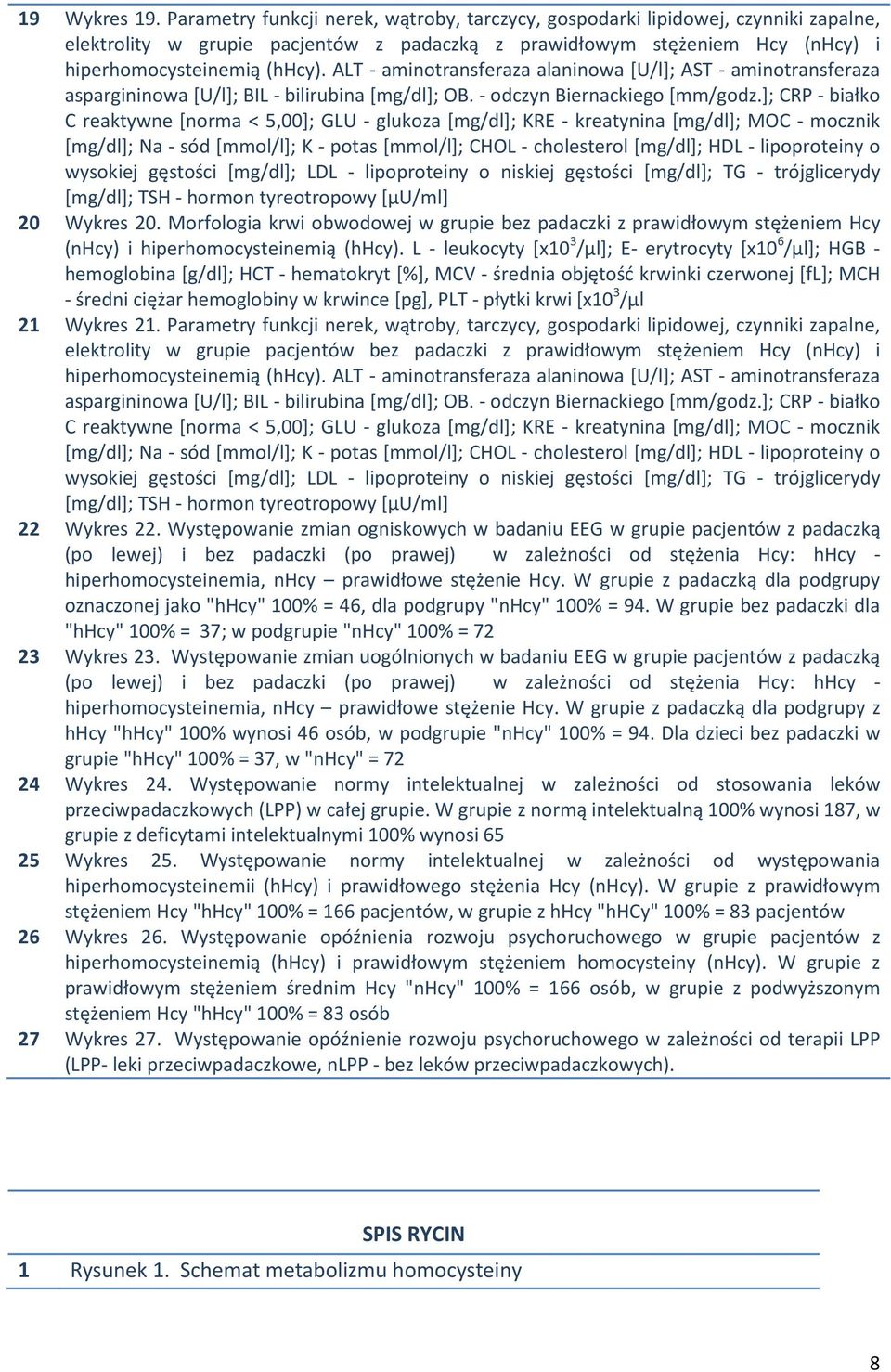 ALT - aminotransferaza alaninowa [U/l]; AST - aminotransferaza aspargininowa [U/l]; BIL - bilirubina [mg/dl]; OB. - odczyn Biernackiego [mm/godz.