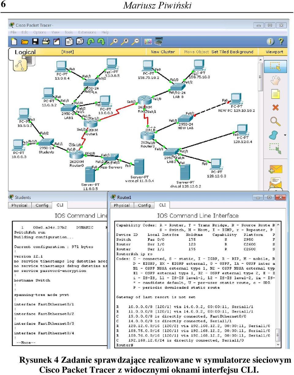 symulatorze sieciowym Cisco