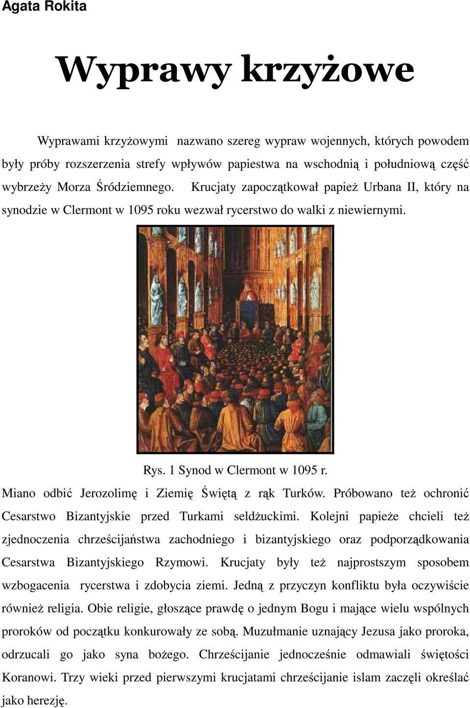 Miano odbić Jerozolimę i Ziemię Świętą z rąk Turków. Próbowano też ochronić Cesarstwo Bizantyjskie przed Turkami seldżuckimi.