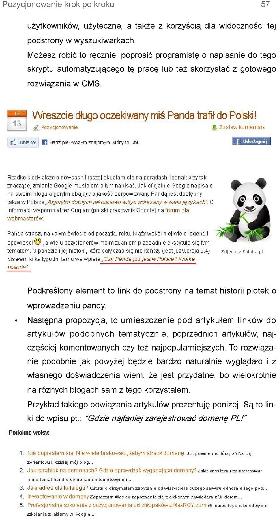 Podkreślony element to link do podstrony na temat historii plotek o wprowadzeniu pandy.