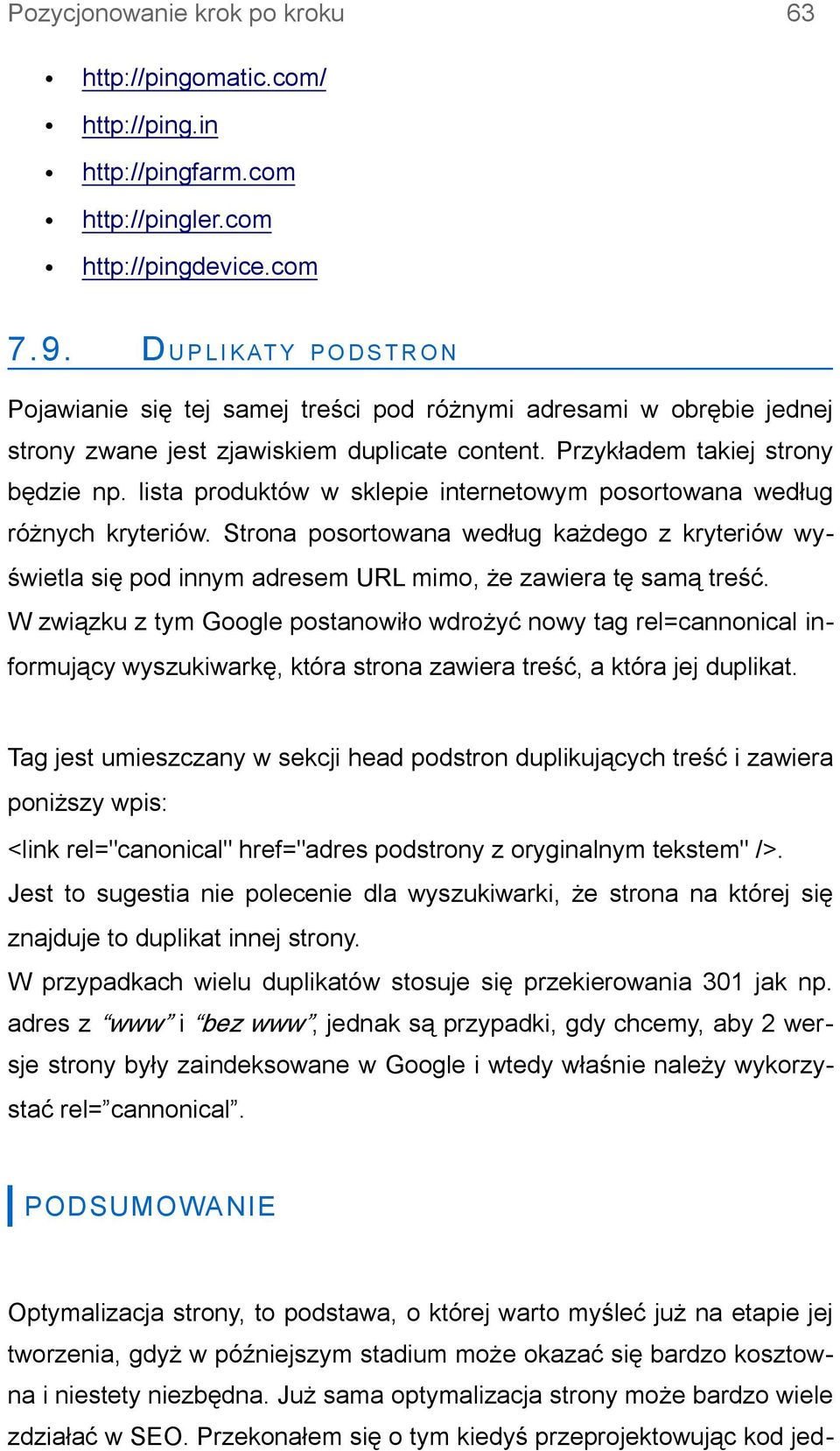 lista produktów w sklepie internetowym posortowana według różnych kryteriów. Strona posortowana według każdego z kryteriów wyświetla się pod innym adresem URL mimo, że zawiera tę samą treść.