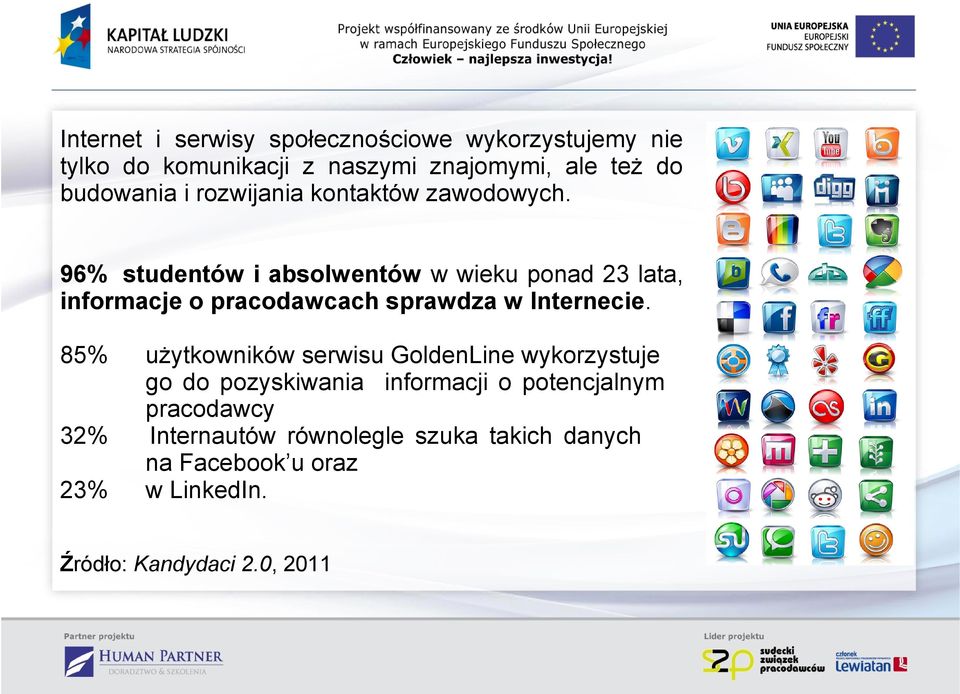 96% studentów i absolwentów w wieku ponad 23 lata, informacje o pracodawcach sprawdza w Internecie.