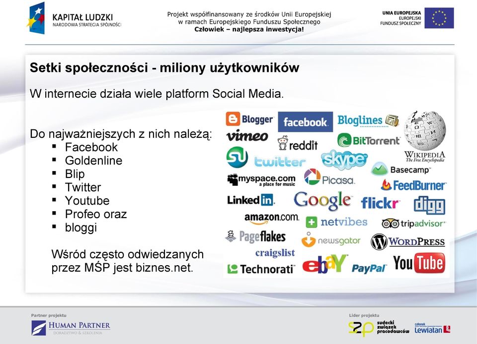 Do najważniejszych z nich należą: Facebook Goldenline Blip