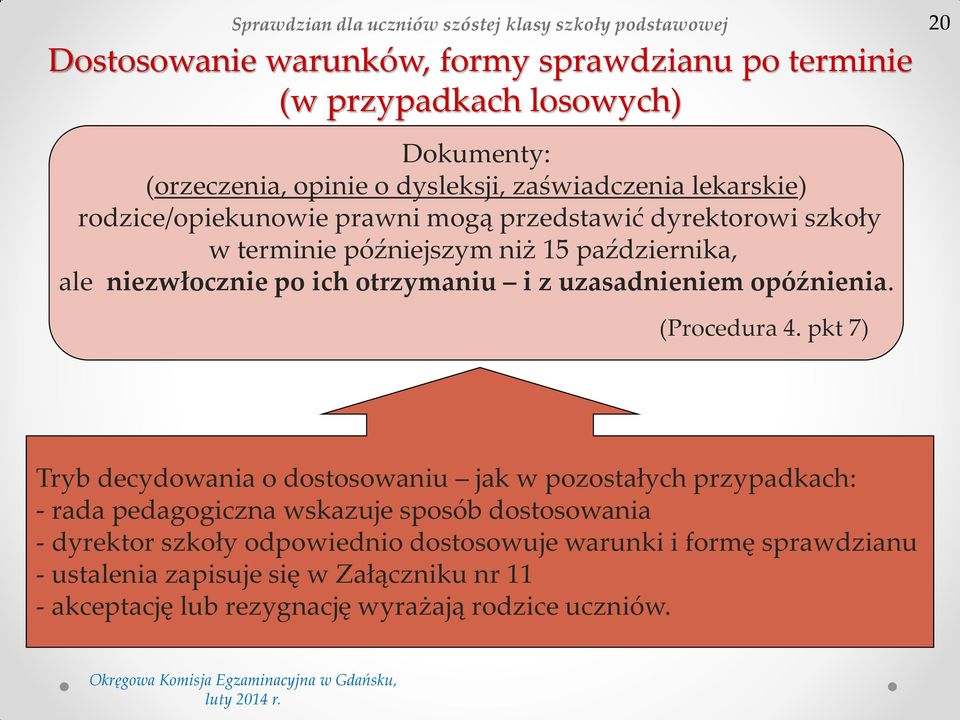 otrzymaniu i z uzasadnieniem opóźnienia. (Procedura 4.