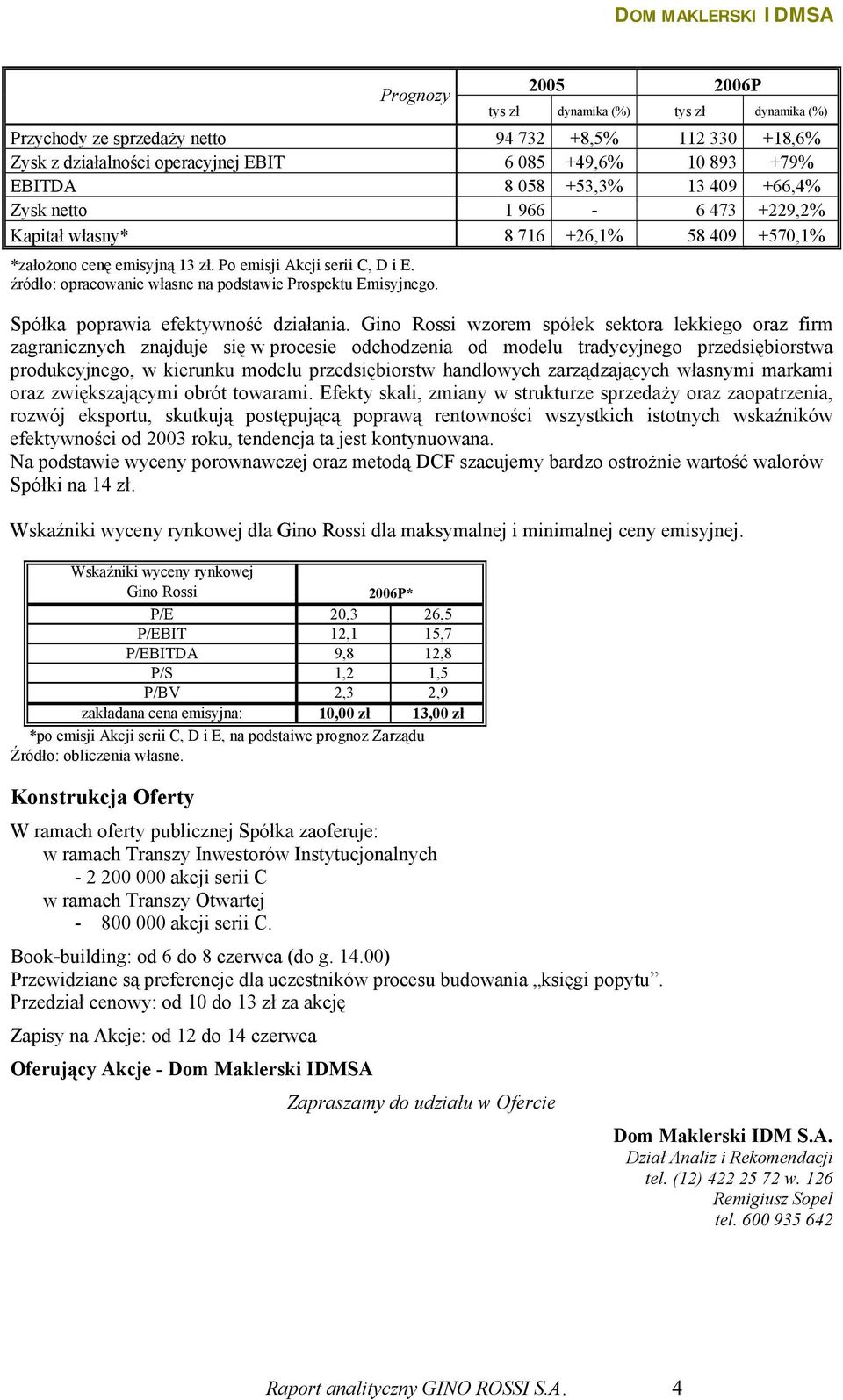 źródło: opracowanie własne na podstawie Prospektu Emisyjnego. Spółka poprawia efektywność działania.