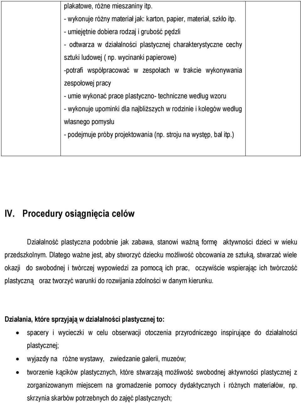 wycinanki papierowe) -potrafi współpracować w zespołach w trakcie wykonywania zespołowej pracy - umie wykonać prace plastyczno- techniczne według wzoru - wykonuje upominki dla najbliższych w rodzinie