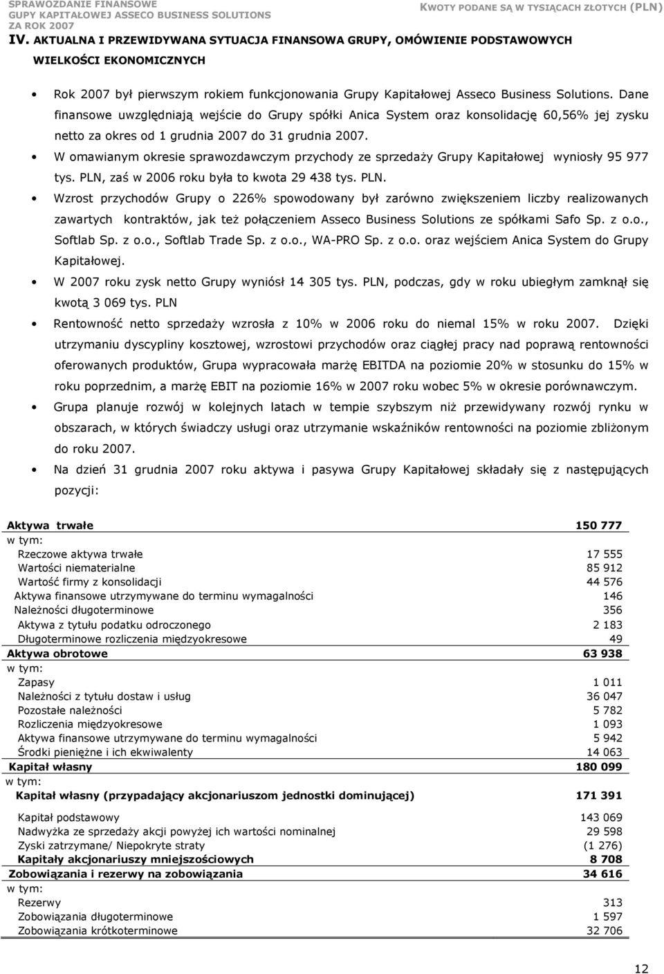 W omawianym okresie sprawozdawczym przychody ze sprzedaŝy Grupy Kapitałowej wyniosły 95 977 tys. PLN,