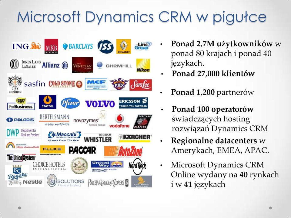 Ponad 27,000 klientów Ponad 1,200 partnerów Ponad 100 operatorów świadczących