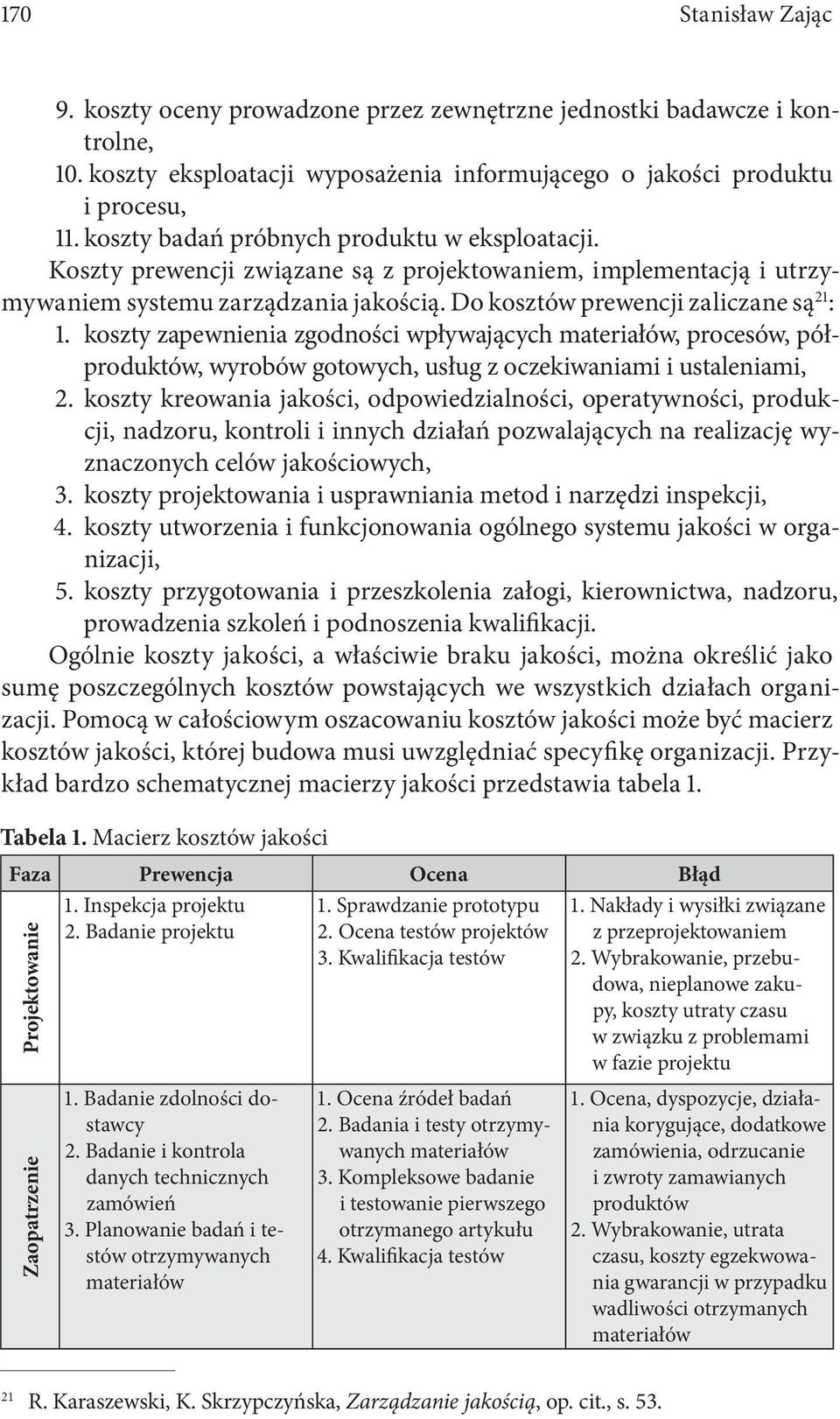 koszty zapewnienia zgodności wpływających materiałów, procesów, półproduktów, wyrobów gotowych, usług z oczekiwaniami i ustaleniami, 2.