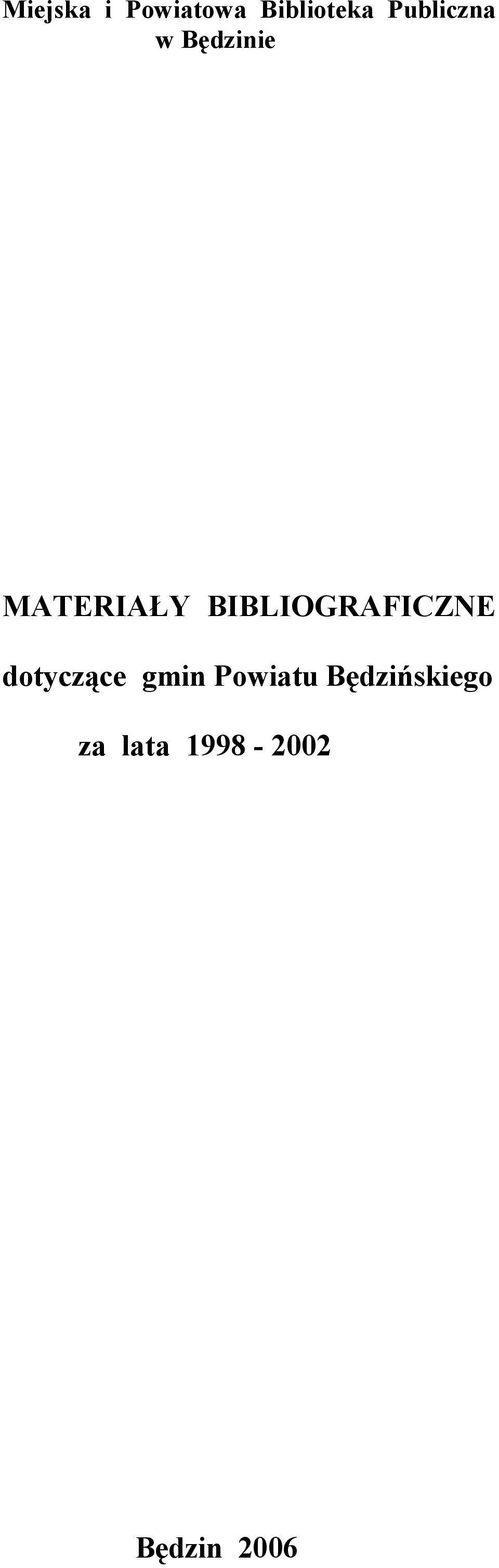 BIBLIOGRAFICZNE dotyczące gmin