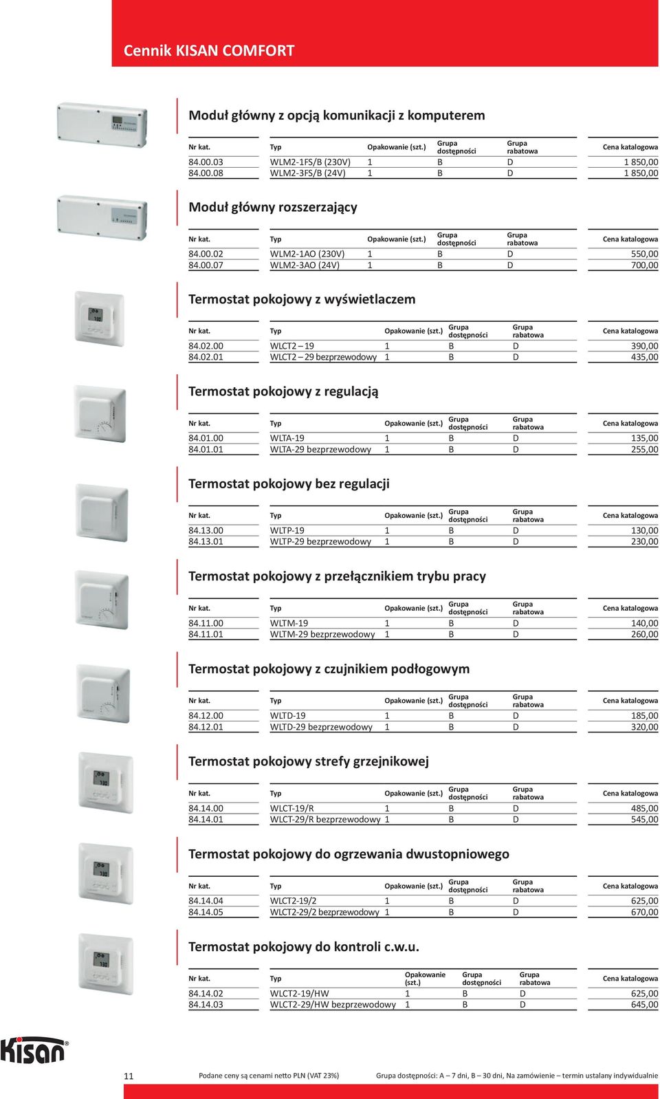 13.00 84.13.01 WLTP-19 1 B D WLTP-29 bezprzewodowy 1 B D 130,00 230,00 Termostat pokojowy z przełącznikiem trybu pracy 84.11.