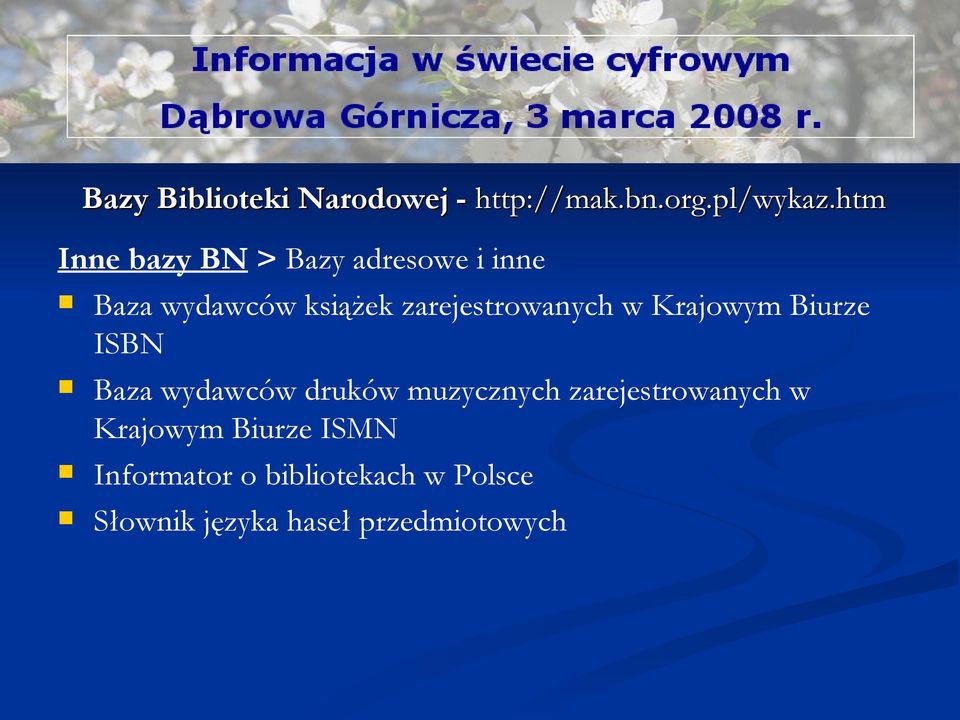 zarejestrowanych w Krajowym Biurze ISBN Baza wydawców druków muzycznych