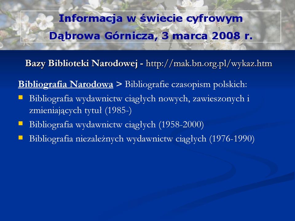 wydawnictw ciągłych nowych, zawieszonych i zmieniających tytuł (1985-)