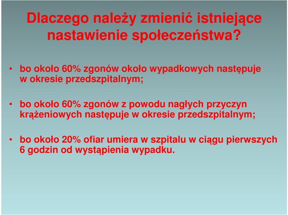 około 60% zgonów z powodu nagłych przyczyn krążeniowych następuje w okresie