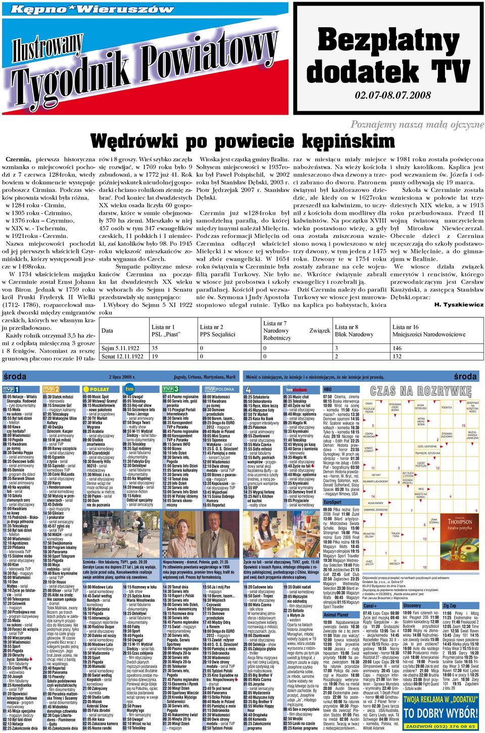 2008 Poznajemy naszą małą ojczyznę Wędrówki po powiecie kępińskim Czermin, pierwsza historyczna wzmianka o miejscowości pochodzi z 7 czerwca 1284roku, wtedy bowiem w dokumencie występuje proboszcz