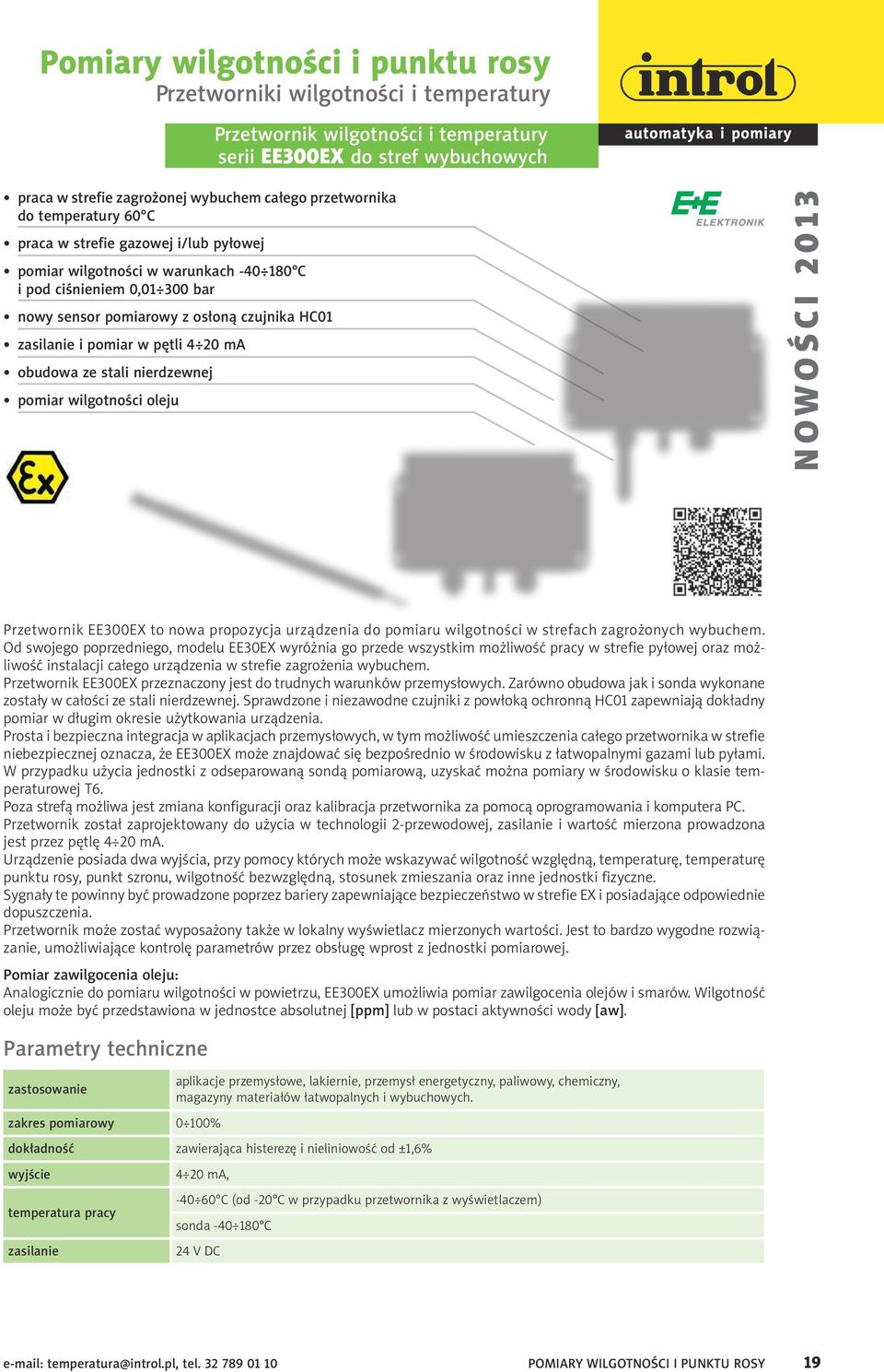 pomiar w pętli 4 20 ma obudowa ze stali nierdzewnej pomiar wilgotności oleju mperature transmitter has been e in explosion hazard areas and ATEX directives on intrinsically Humidity/Temperature