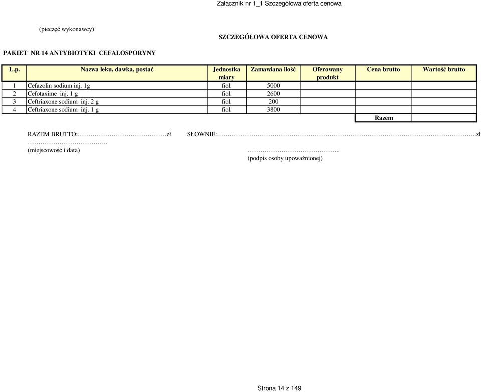 2600 3 Ceftriaxone sodium inj. 2 g fiol.