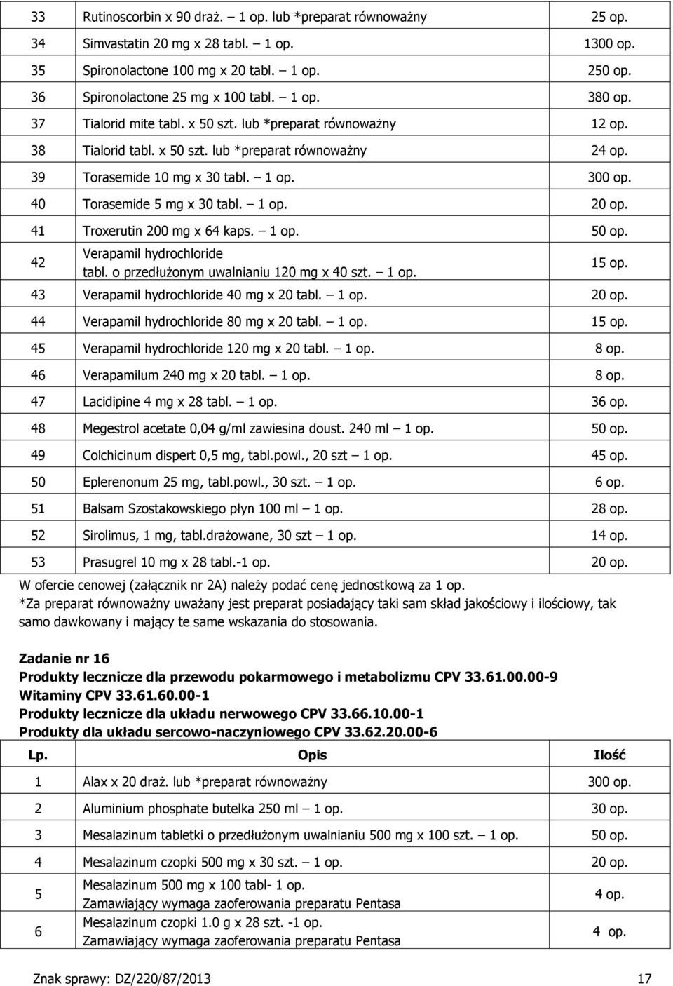 4 Troxerutin 200 mg x 64 kaps. op. 50 op. 42 Verapamil hydrochloride tabl. o przedłużonym uwalnianiu 20 mg x 40 szt. op. 5 op. 43 Verapamil hydrochloride 40 mg x 20 tabl. op. 20 op.