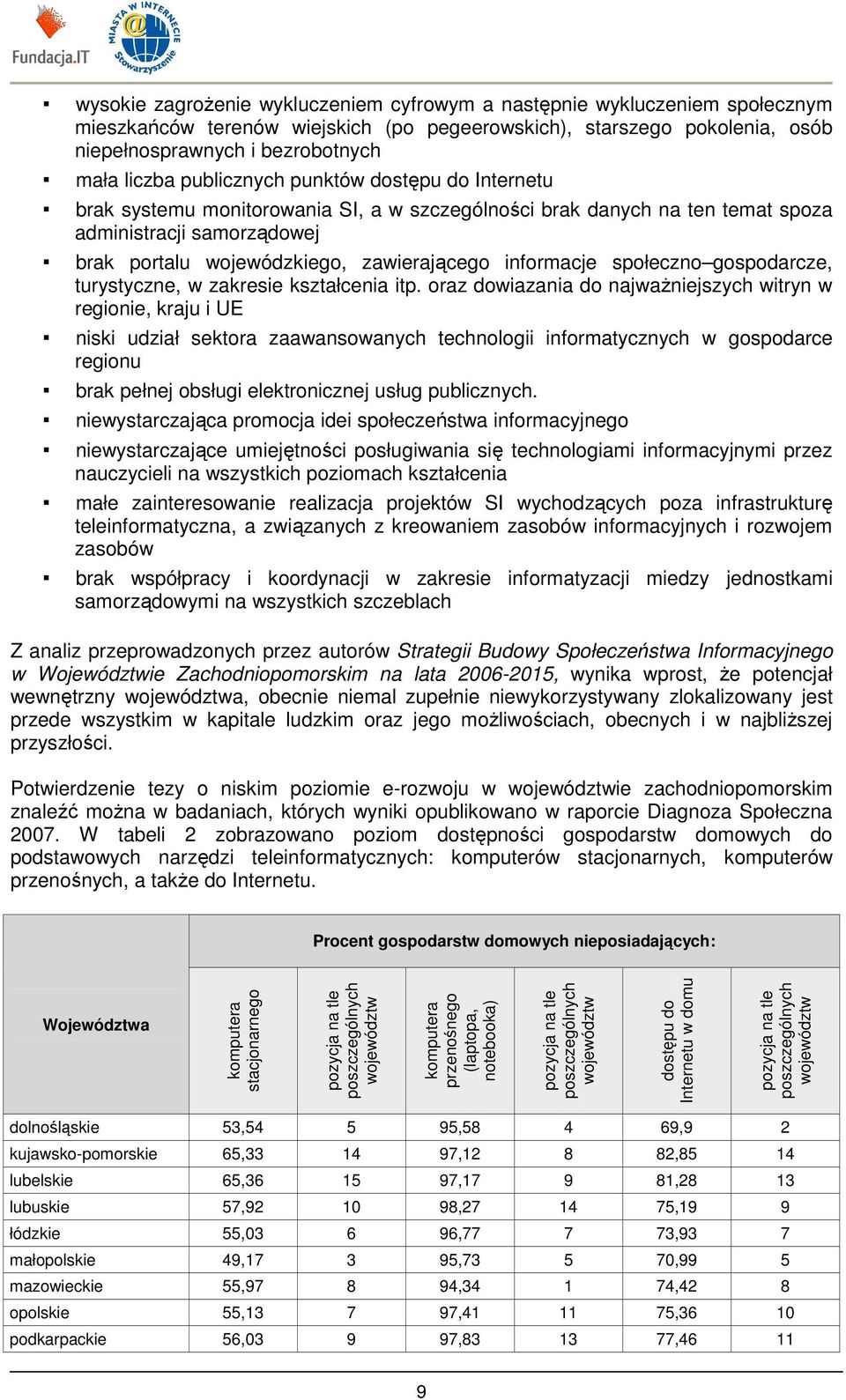 informacje społeczno gospodarcze, turystyczne, w zakresie kształcenia itp.