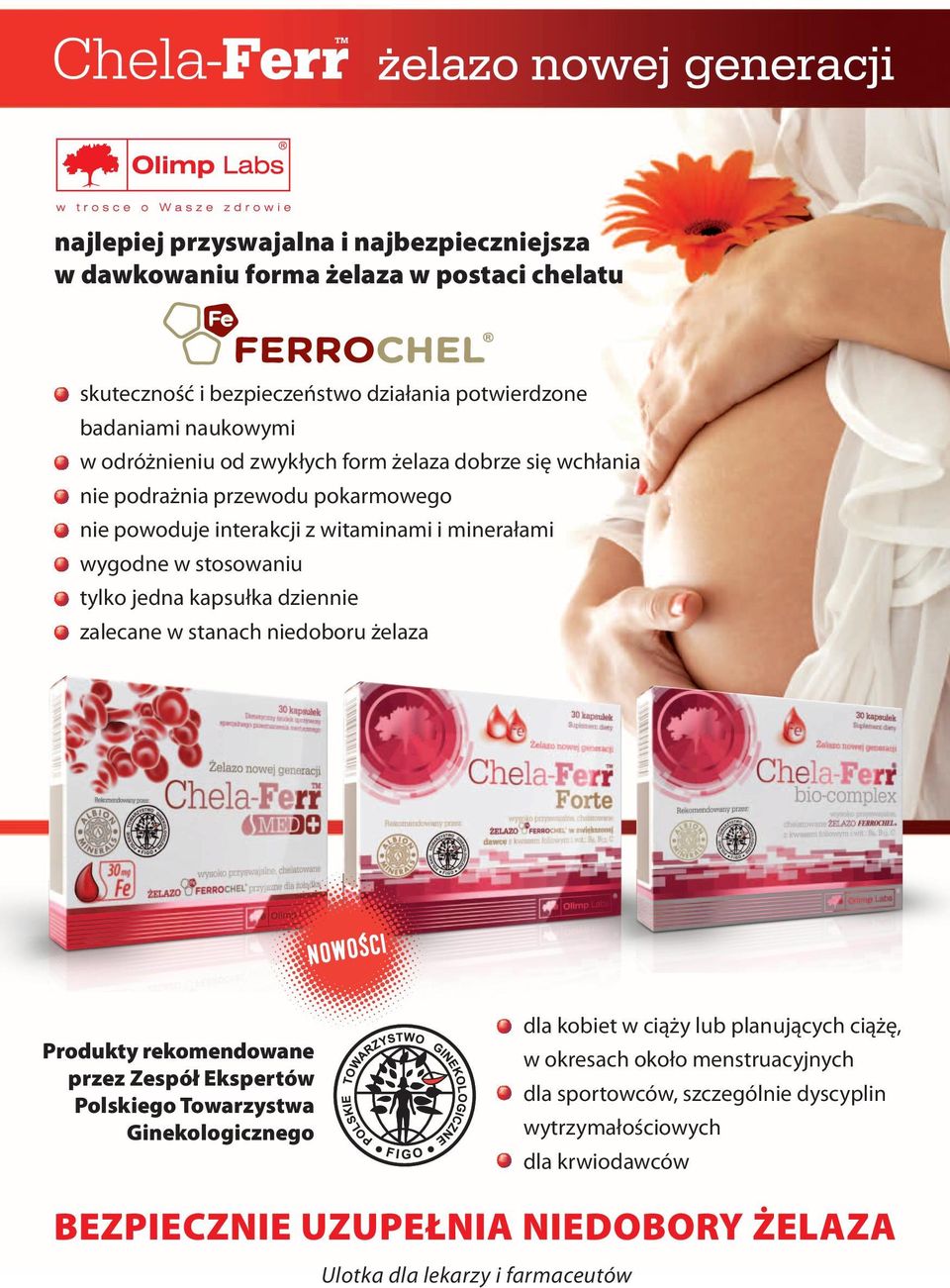dziennie zalecane w stanach niedoboru żelaza NOWOŚCI Produkty rekomendowane przez Zespół Ekspertów Polskiego Towarzystwa Ginekologicznego dla kobiet w ciąży lub planujących