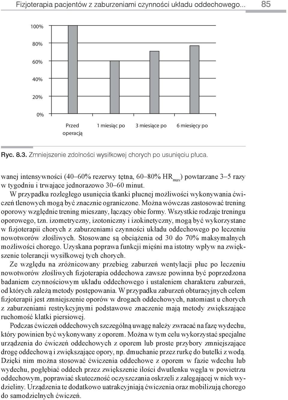 W przypadku rozległego usunięcia tkanki płucnej możliwości wykonywania ćwiczeń tlenowych mogą być znacznie ograniczone.