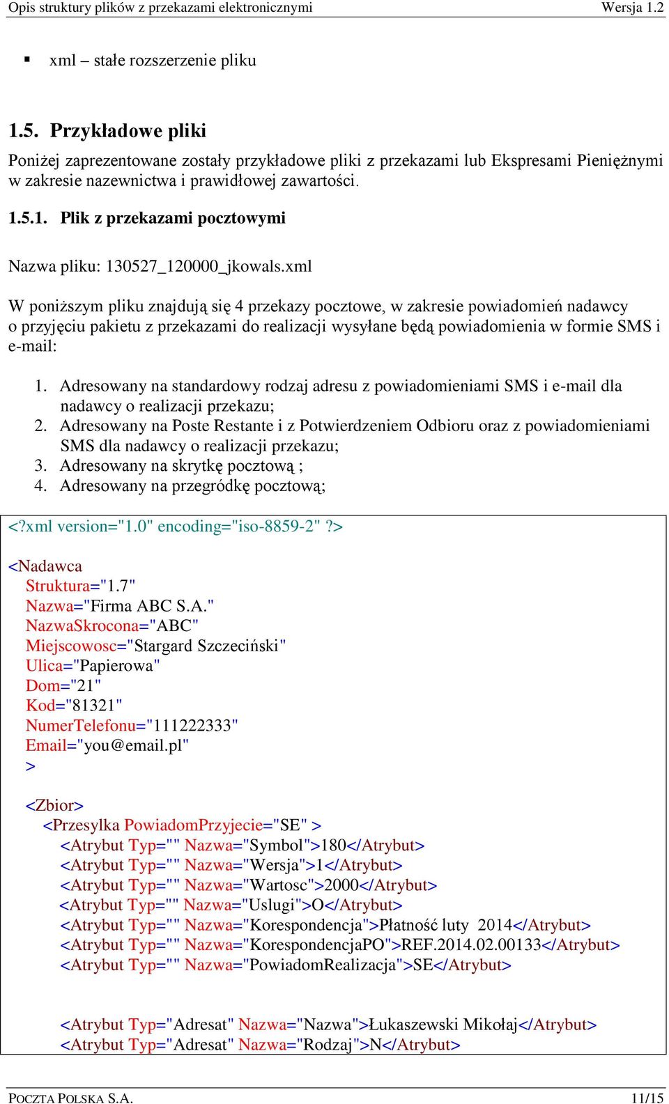 Adresowany na standardowy rodzaj adresu z powiadomieniami SMS i e-mail dla nadawcy o realizacji przekazu; 2.