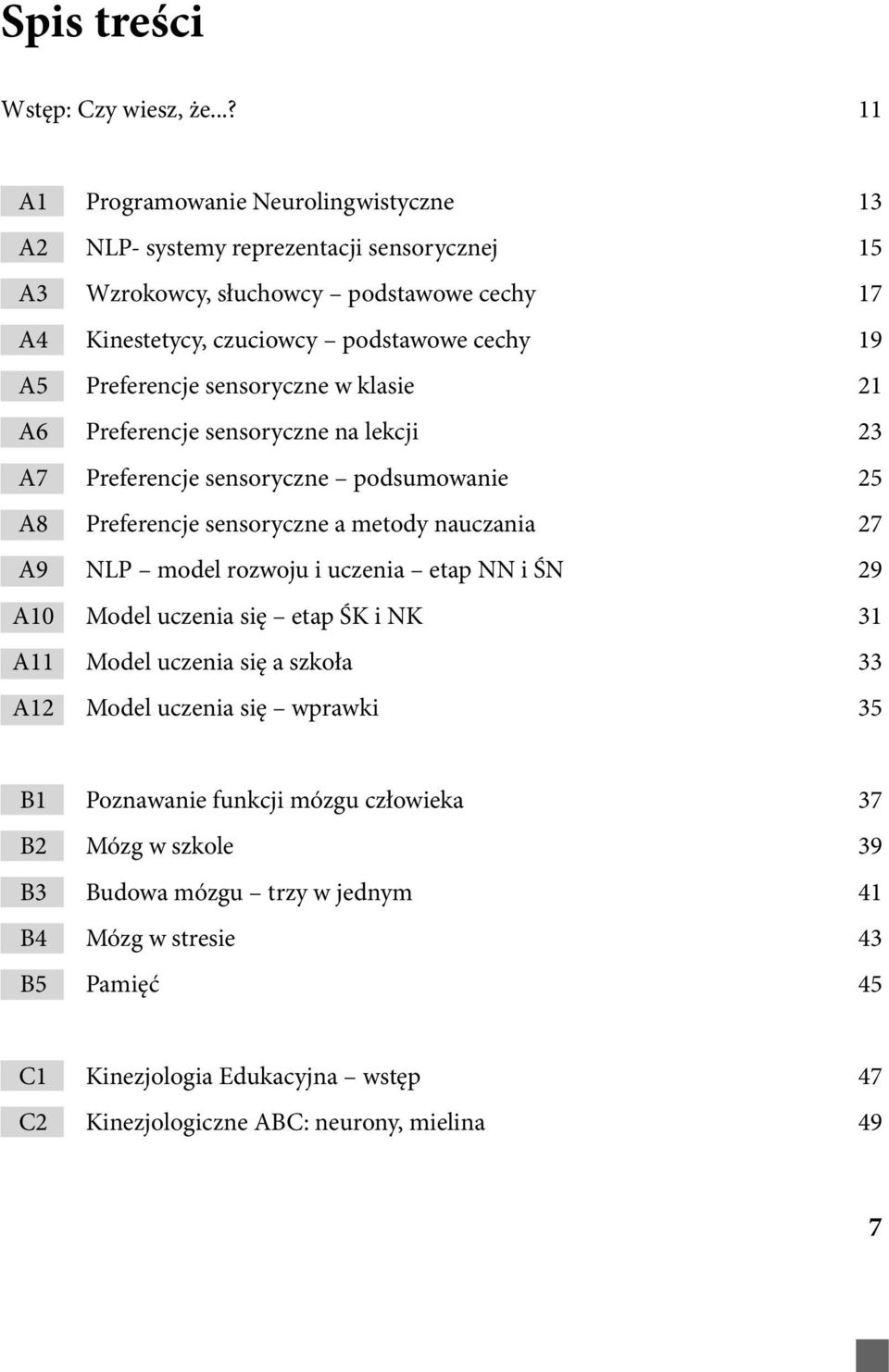 Preferencje sensoryczne w klasie 21 A6 Preferencje sensoryczne na lekcji 23 A7 Preferencje sensoryczne podsumowanie 25 A8 Preferencje sensoryczne a metody nauczania 27 A9 NLP model