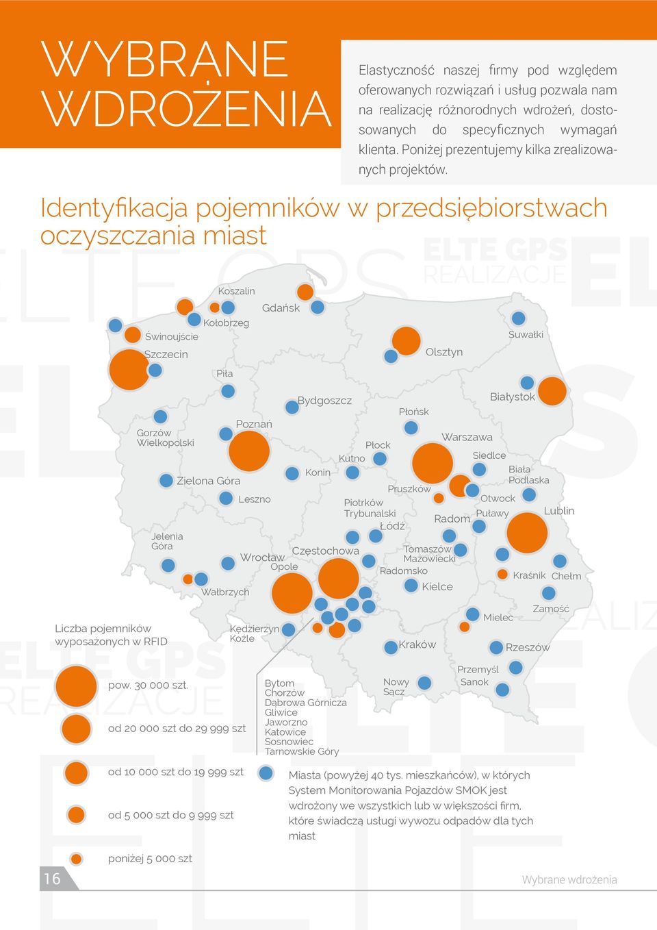 Identyfikacja pojemników w przedsiębiorstwach oczyszczania miast Koszalin Świnoujście Szczecin Kołobrzeg Gdańsk Olsztyn Suwałki Piła Gorzów Wielkopolski Jelenia Góra Liczba pojemników wyposażonych w