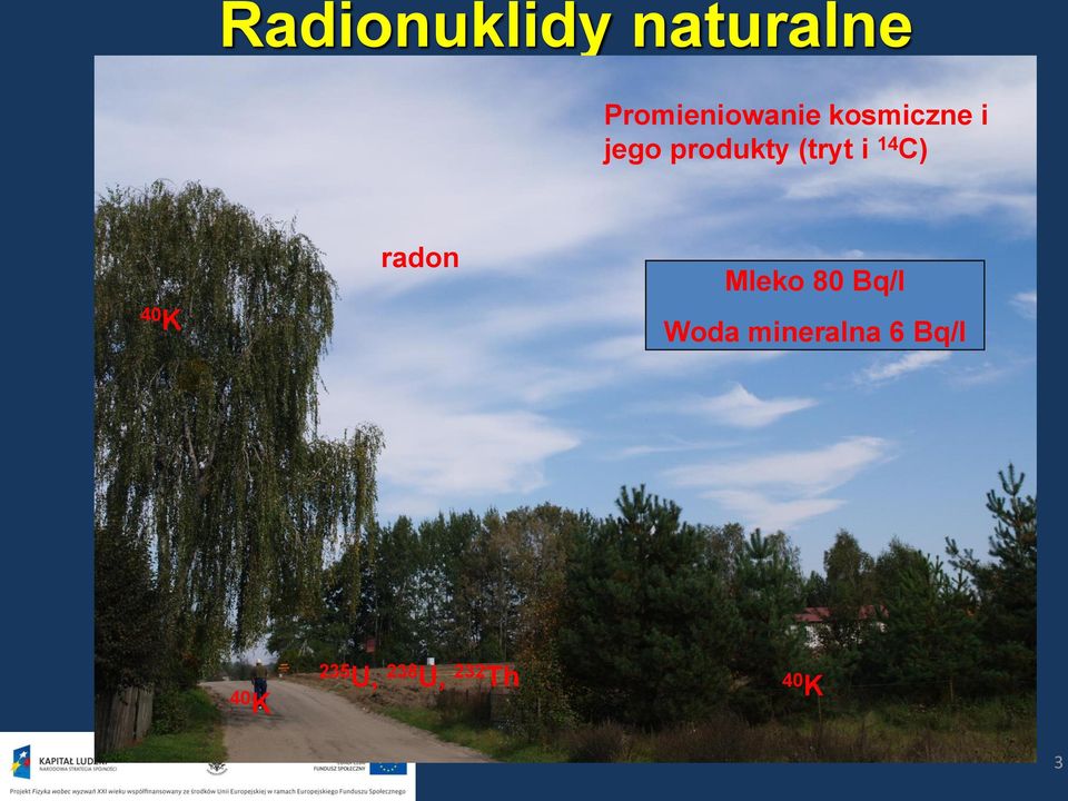 40 K radon Mleko 80 Bq/l Woda mineralna