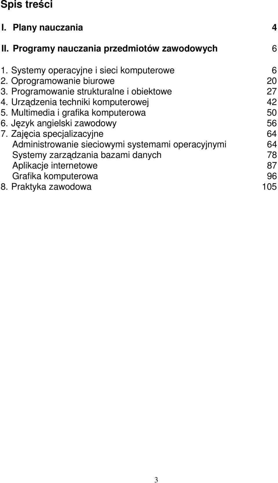 Urządzenia techniki komputerowej 42 5. Multimedia i grafika komputerowa 50 6. Język angielski zawodowy 56 7.