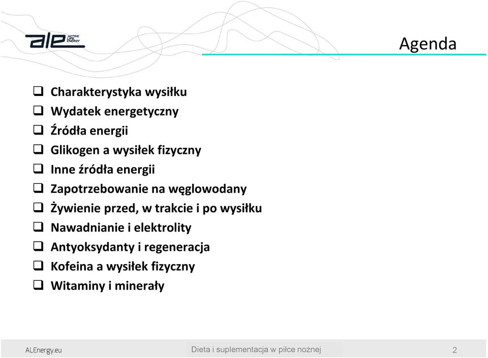 węglowodany Żywienie przed, w trakcie i po wysiłku Nawadnianie i