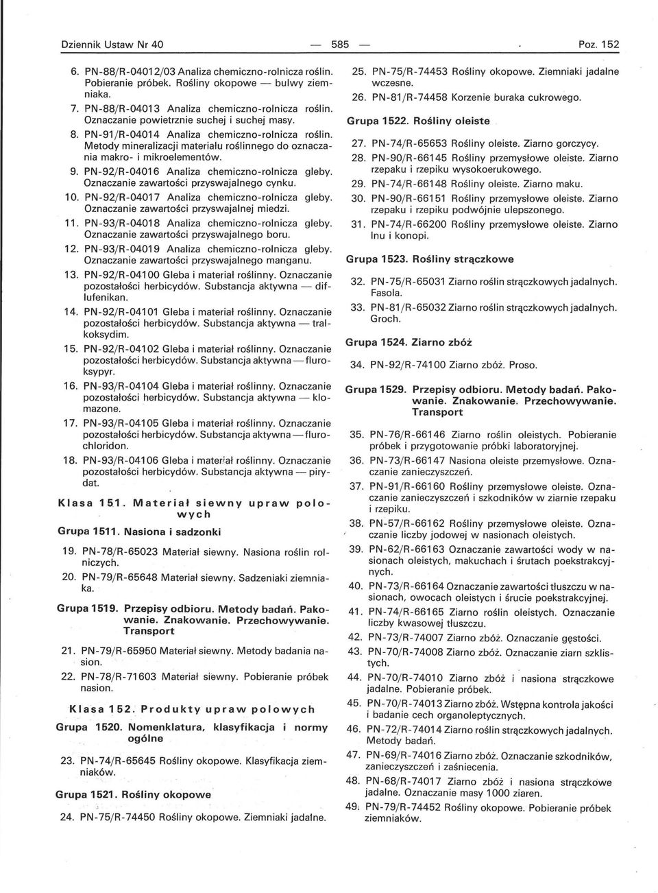 PN-92j R-04016 Analiza chemiczno-rolnicza gleby. Oznaczanie zawartości przyswajalnego cynku. 10. PN-92j R-04017 Analiza chemiczno-rolnicza gleby. Oznaczanie zawartości przyswajalnej miedzi. 11.