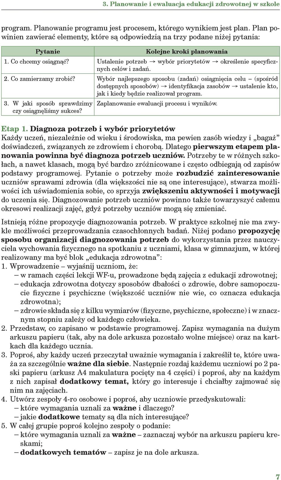 Ustalenie potrzeb wybór priorytetów określenie specyficznych celów i zadań. 2. Co zamierzamy zrobić?