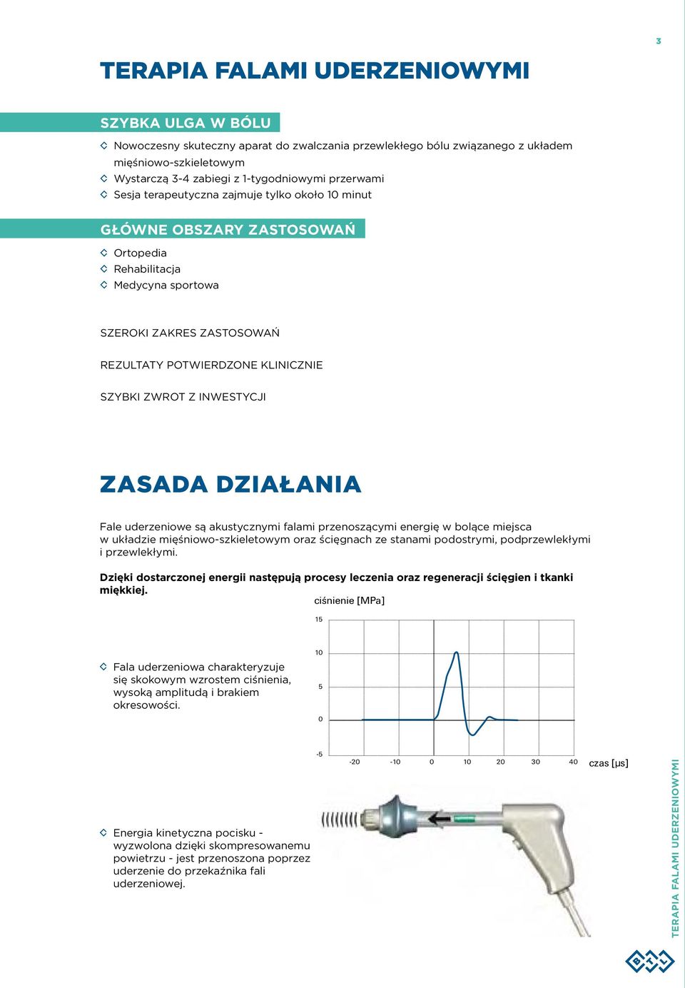 z inwestycji zasada działania Fale uderzeniowe są akustycznymi falami przenoszącymi energię w bolące miejsca w układzie mięśniowo-szkieletowym oraz ścięgnach ze stanami podostrymi, podprzewlekłymi i