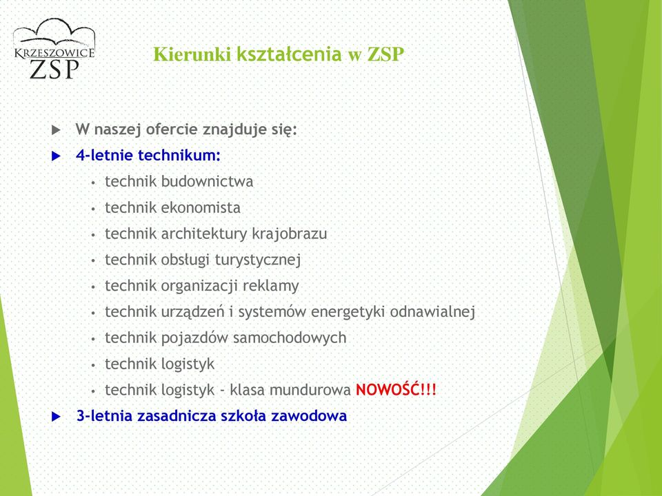 technik organizacji reklamy technik urządzeń i systemów energetyki odnawialnej technik pojazdów