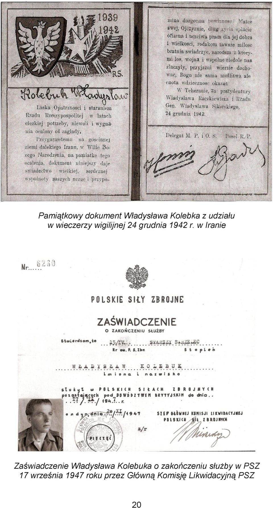 w Iranie Zaświadczenie Władysława Kolebuka o