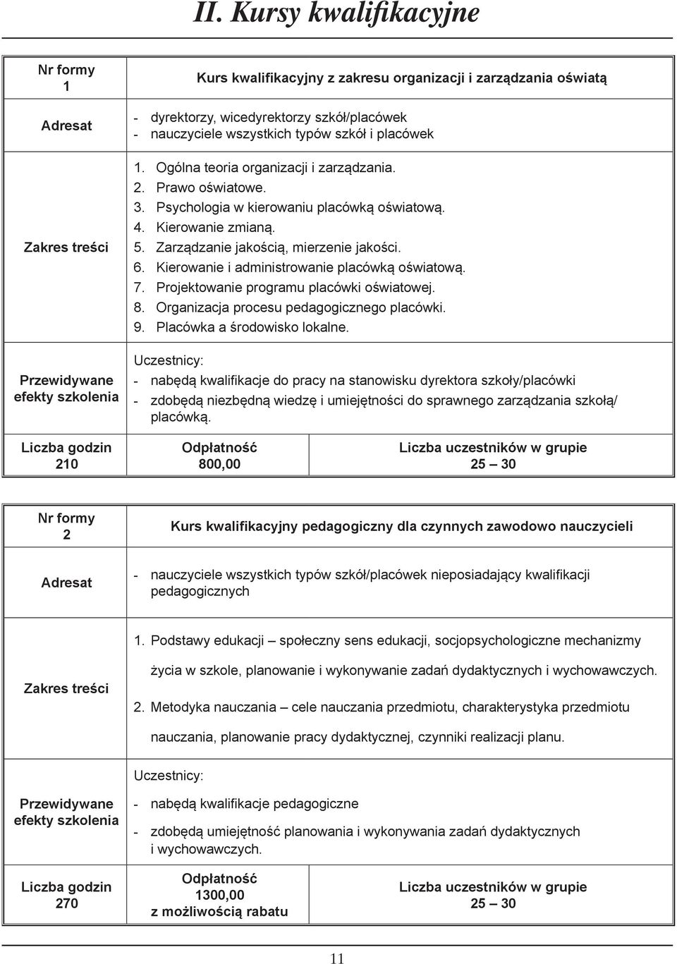 Prawo oświatowe. Psychologia w kierowaniu placówką oświatową. Kierowanie zmianą. Zarządzanie jakością, mierzenie jakości. Kierowanie i administrowanie placówką oświatową.