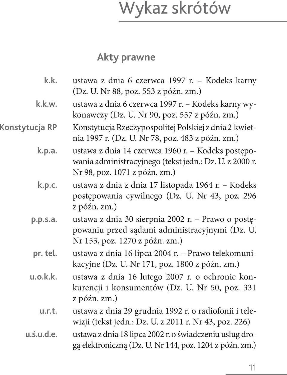 Kodeks postępowania administracyjnego (tekst jedn.: Dz. U. z 2000 r. Nr 98, poz. 1071 z późn. zm.) ustawa z dnia z dnia 17 listopada 1964 r. Kodeks postępowania cywilnego (Dz. U. Nr 43, poz.