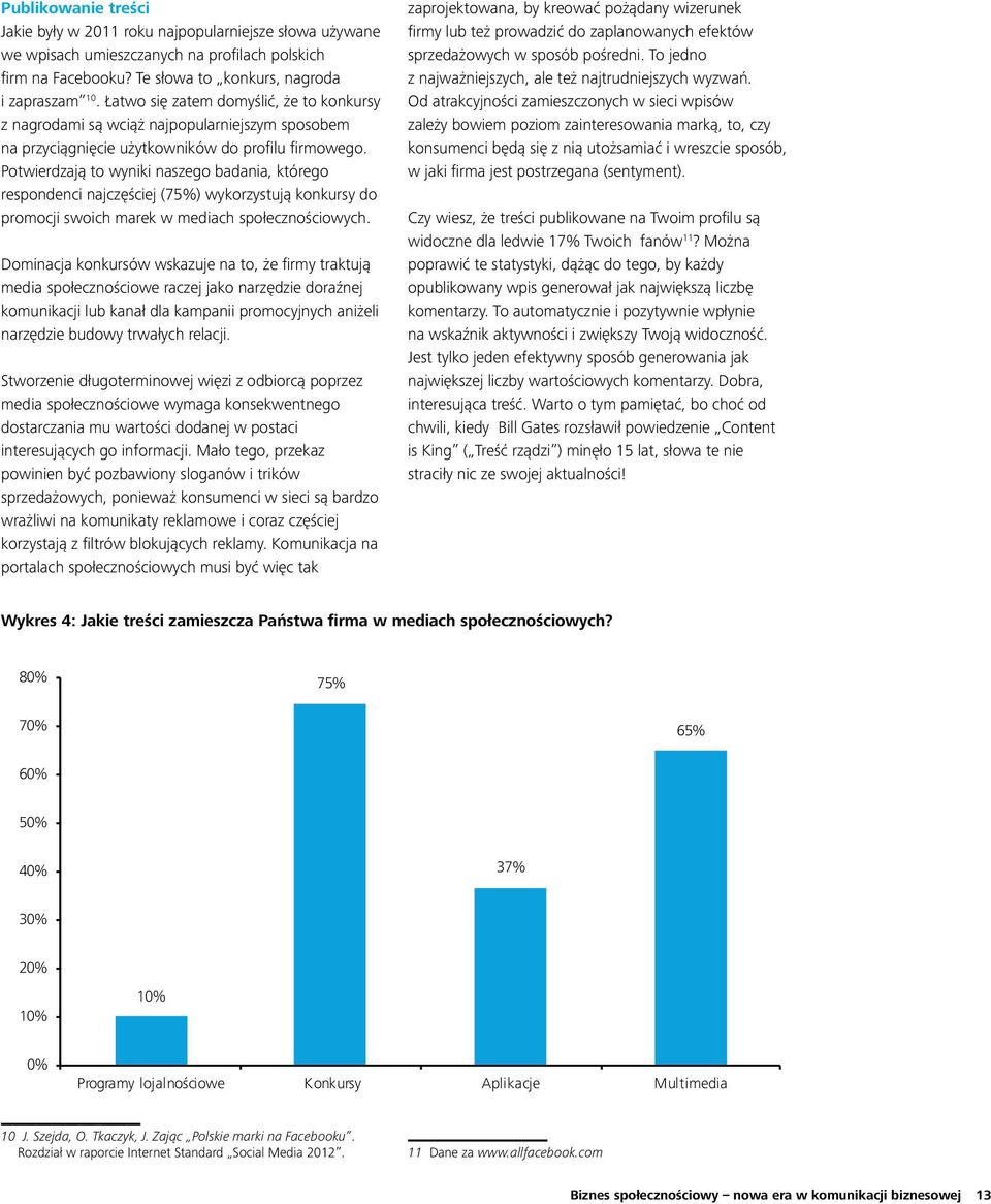 Potwierdzają to wyniki naszego badania, którego respondenci najczęściej (75%) wykorzystują konkursy do promocji swoich marek w mediach społecznościowych.