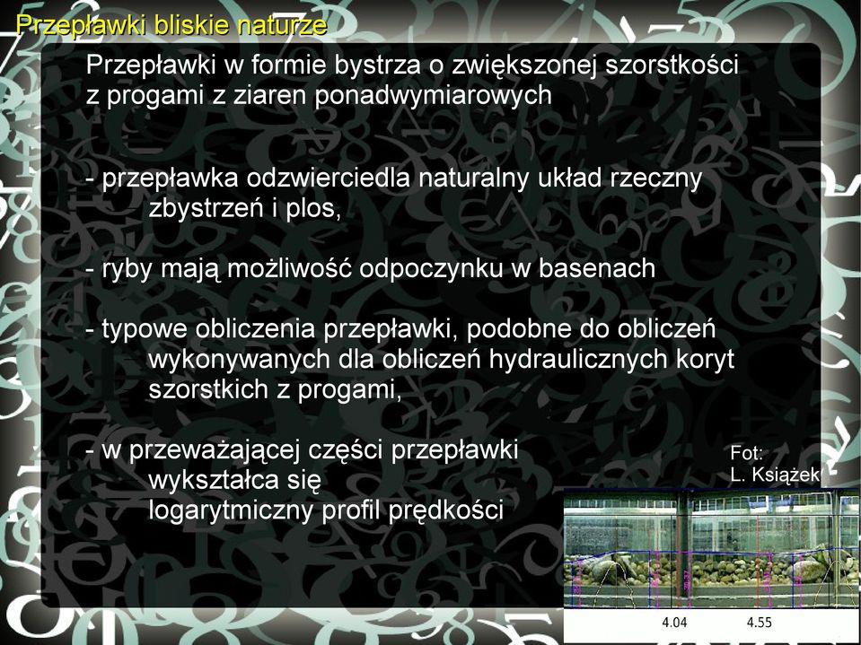 odpoczynku w basenach - typowe obliczenia przepławki, podobne do obliczeń wykonywanych dla obliczeń