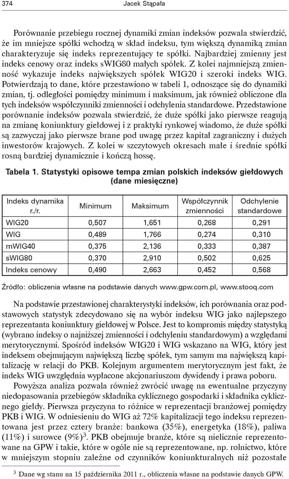 Potwierdzają to dane, które przestawiono w tabeli 1, odnoszące się do dynamiki zmian, tj.