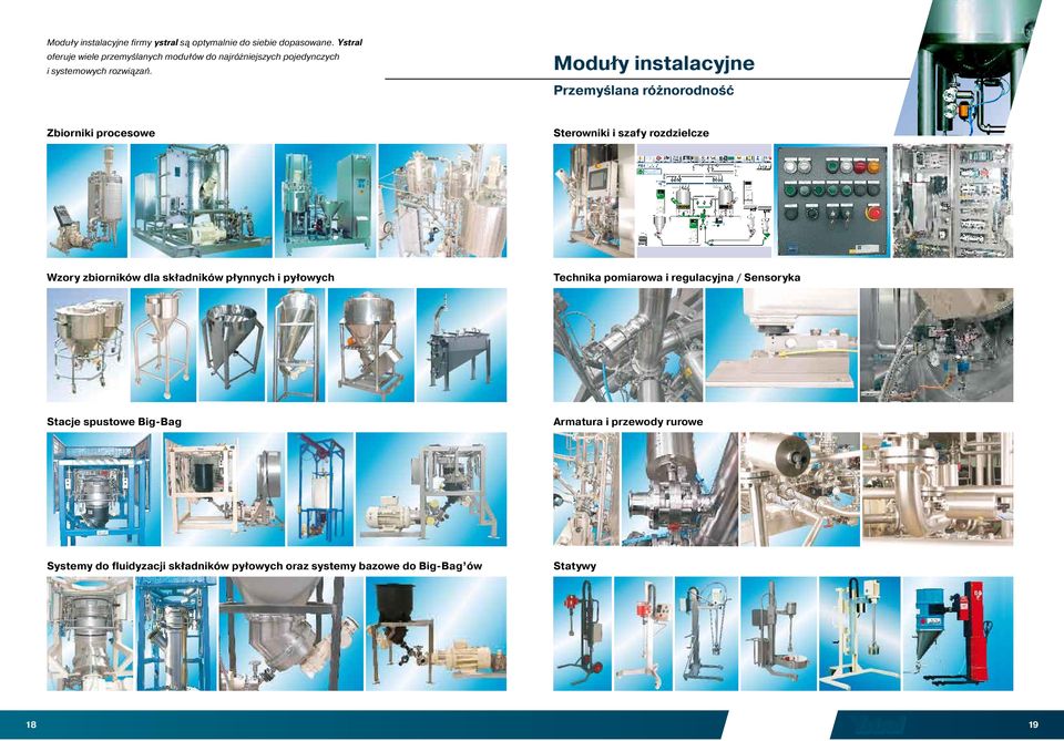 Moduły instalacyjne Przemyślana różnorodność Zbiorniki procesowe Sterowniki i szafy rozdzielcze Wzory zbiorników dla