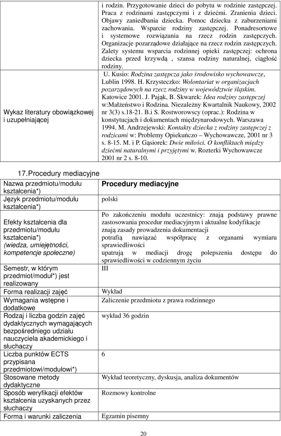 Zalety systemu wsparcia rodzinnej opieki zastępczej: ochrona dziecka przed krzywdą, szansa rodziny naturalnej, ciągłość rodziny. U. Kusio: Rodzina zastępcza jako środowisko wychowawcze, Lublin 1998.