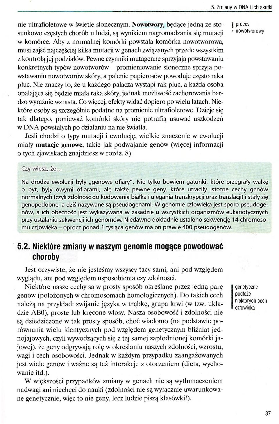 Pewne czynniki mutagenne sprzyjają powstawaniu konkretnych typów nowotworów - promieniowanie słoneczne sprzyja powstawaniu nowotworów skóry, a palenie papierosów powoduje często raka płuc.