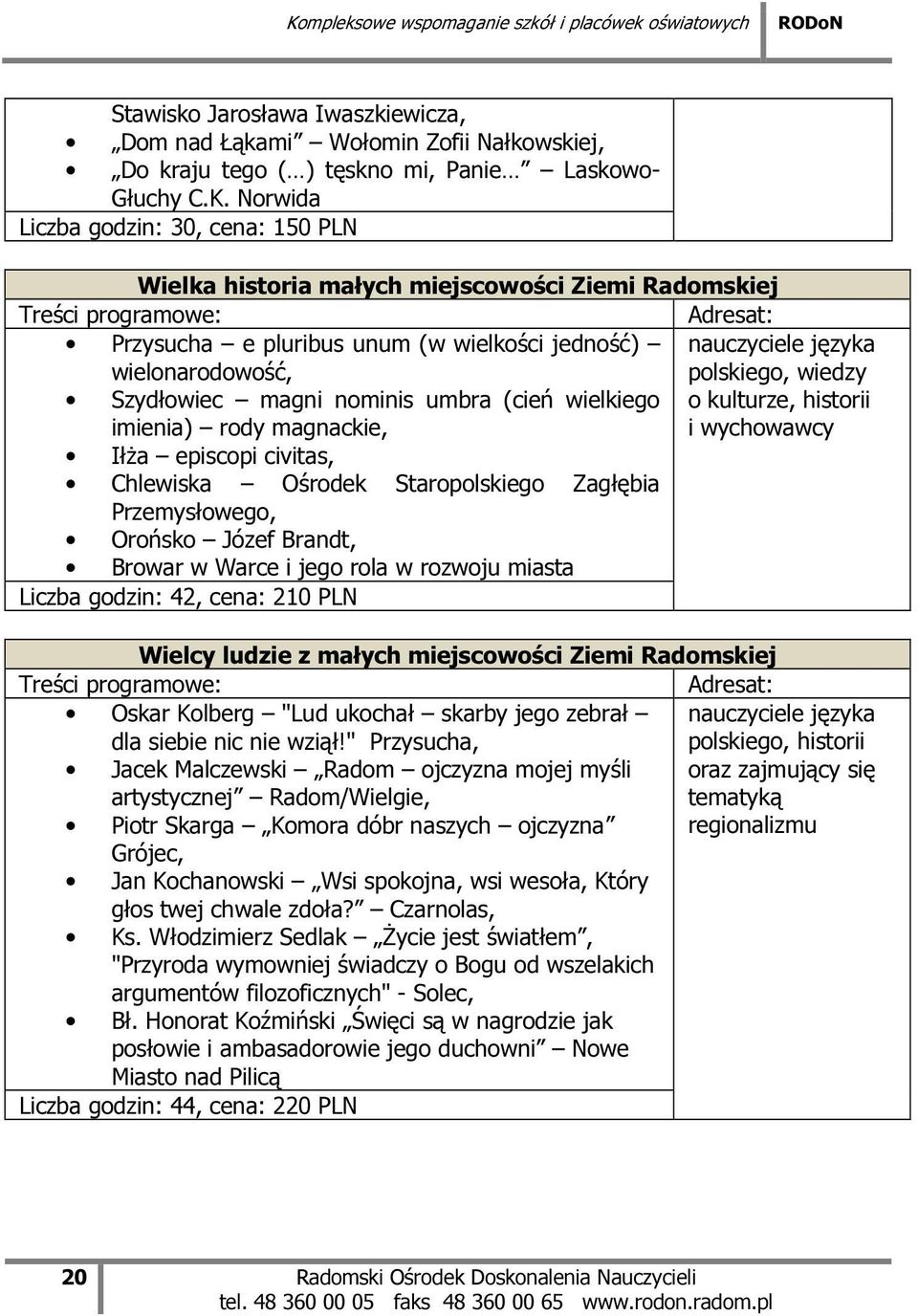 magni nominis umbra (cień wielkiego imienia) rody magnackie, o kulturze, historii i wychowawcy Iłża episcopi civitas, Chlewiska Ośrodek Staropolskiego Zagłębia Przemysłowego, Orońsko Józef Brandt,