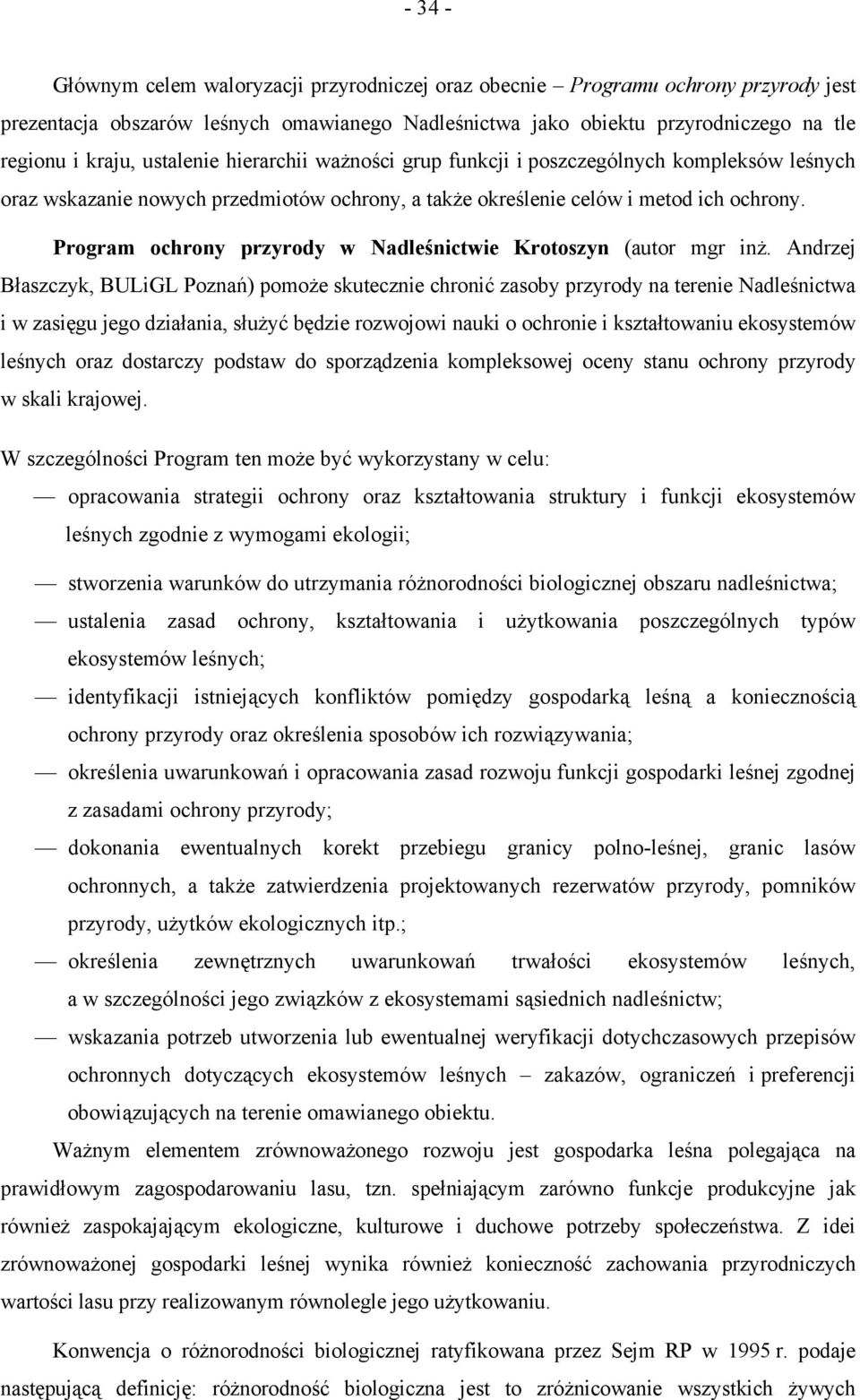 Program ochrony przyrody w Nadleśnictwie Krotoszyn (autor mgr inż.